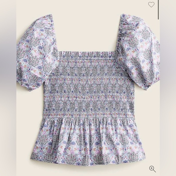 J. Crew Tops - J Crew Smocked squareneck cotton peplum top in Liberty paisley Cottagecore XS